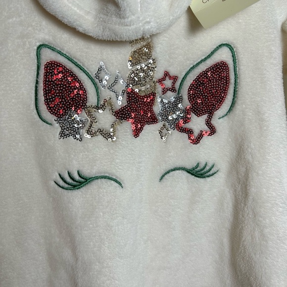 Cynthia Rowley Cozy Unicorn Set Size 5/6 red/white hoodie/leggings cute!! - Picture 3 of 7